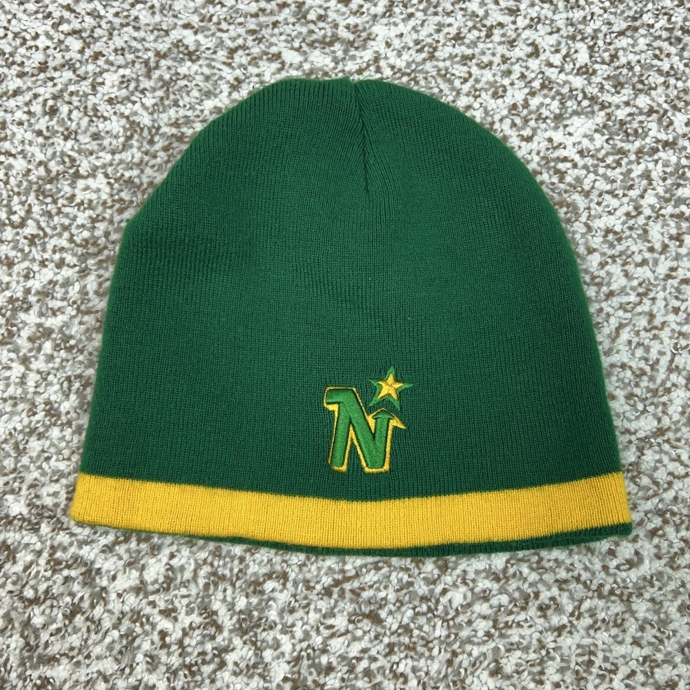 Minnesota North Stars Hat Beanie Mens‎ One Size Green Yellow NHL Hockey Zephyr
